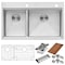 Ruvati 33 x 22 inch Workstation Drop-in 40/60 Double Bowl Topmount Rounded Corners Kitchen Sink RVH8036 - alternate 1